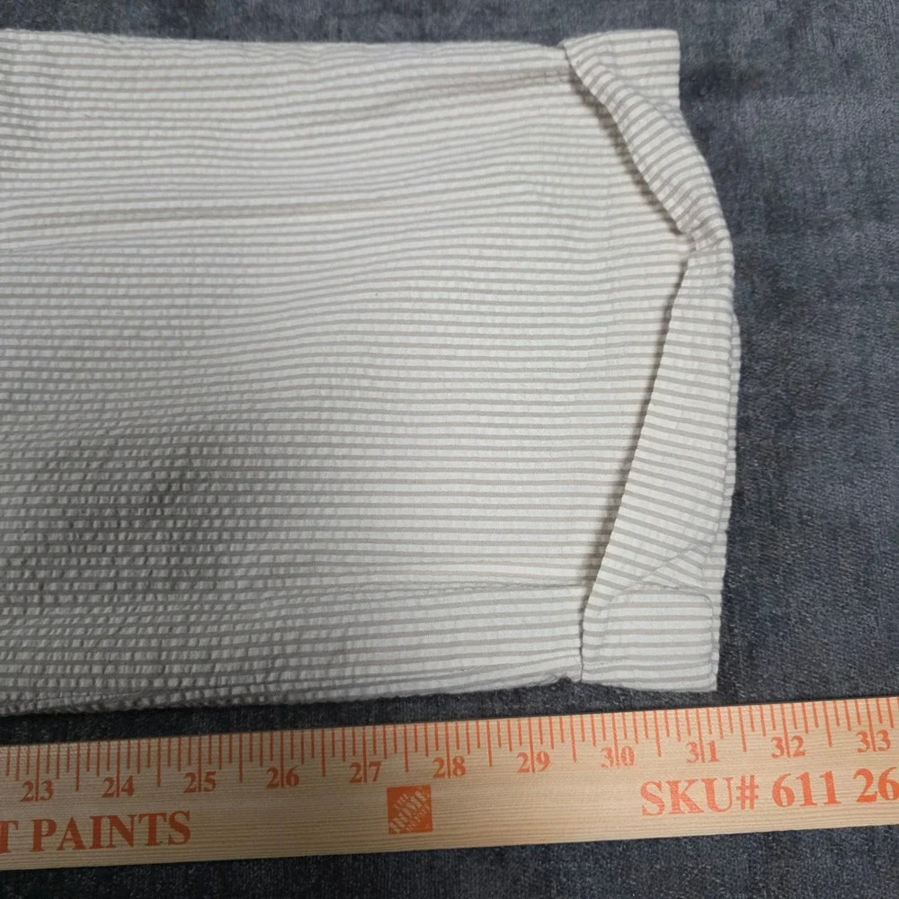 Polo Ralph Lauren Mens 40x31 Seersucker Pleated Pants Tan White Striped Cotton